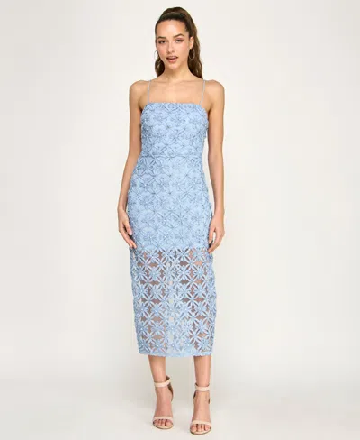 Alex & Sophia Women's Spaghetti Strap Square Neck Dress In Blue