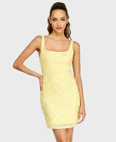 Alex & Sophia Women's Square Neck Mini Dress In Yellow