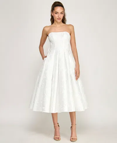 Alex & Sophia Women's Strapless Bustier Dress In White