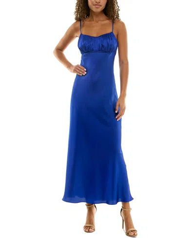 Alex & Sophia Women's Strappy Satin Maxi Dress In Royal