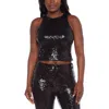 Alex & Sophia Womens Sequinced Sleeveless Tank Top In Black