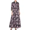 Alex Apparel Metallic Floral A-line Gown In Black/amethyst
