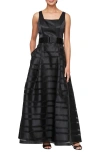 Alex Apparel Mixed Media Organza A-line Gown In Black