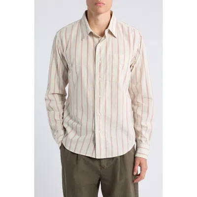 Alex Crane  Air Striped Cotton Button Up Shirt In Neutral