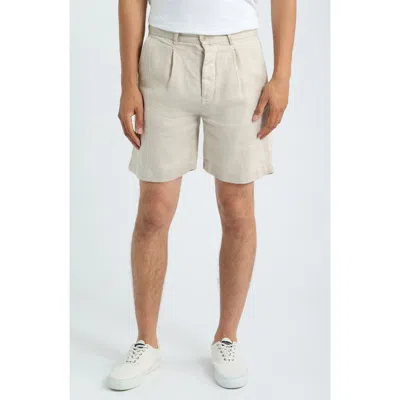 Alex Crane  Alta Pleated Linen Shorts In Neutral