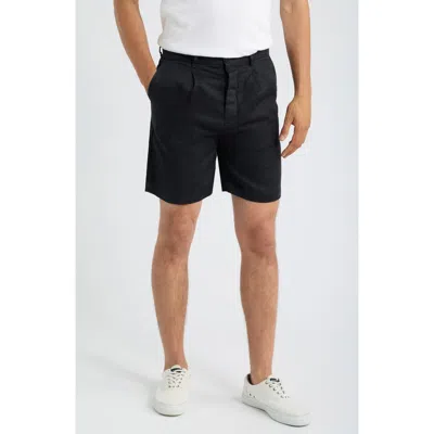 Alex Crane  Alta Pleated Linen Shorts In Black