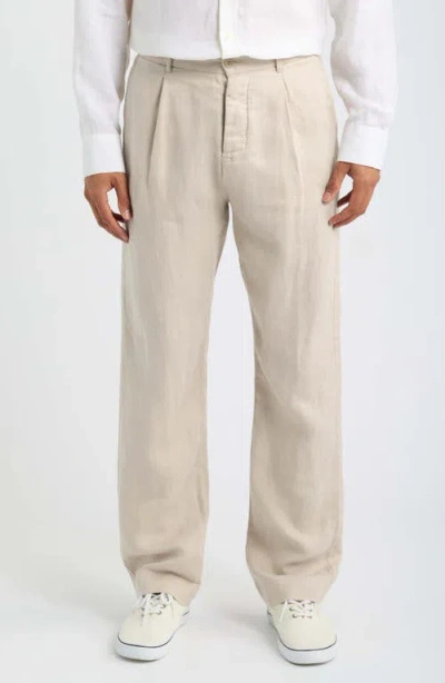 Alex Crane  Alta Pleated Linen Trousers In Neutral