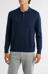 Alex Crane  Anchor Merino Wool Polo Sweater In Blue