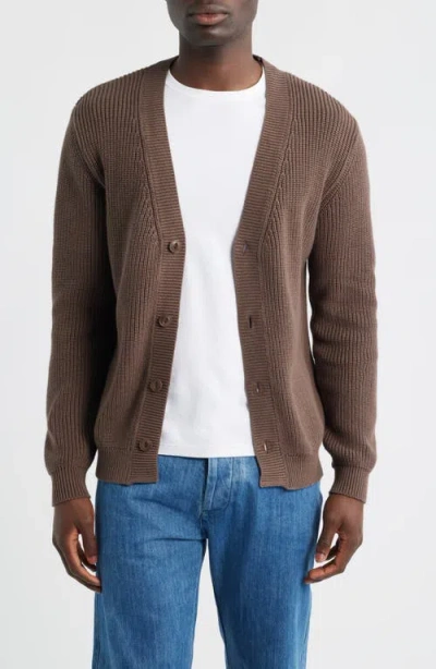 Alex Crane  Bay Organic Cotton V-neck Cardigan In Brown