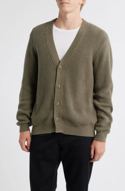Alex Crane  Bay Organic Cotton V-neck Cardigan In Green