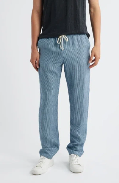 Alex Crane  Bo Linen Drawstring Pants In Blue