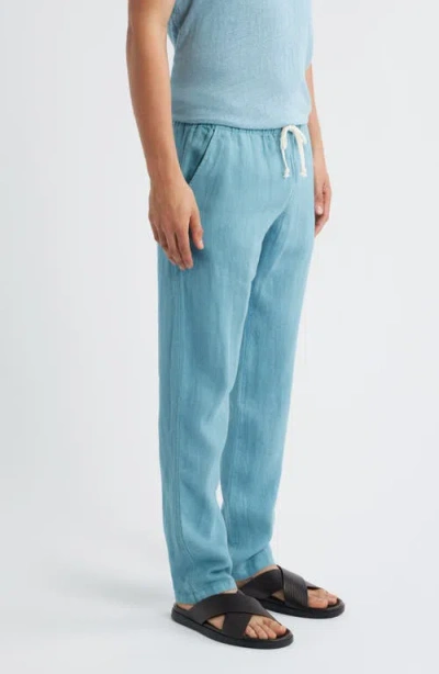 Alex Crane  Bo Linen Drawstring Pants In Blue