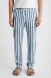 Alex Crane  Bo Linen Drawstring Pants In Blue