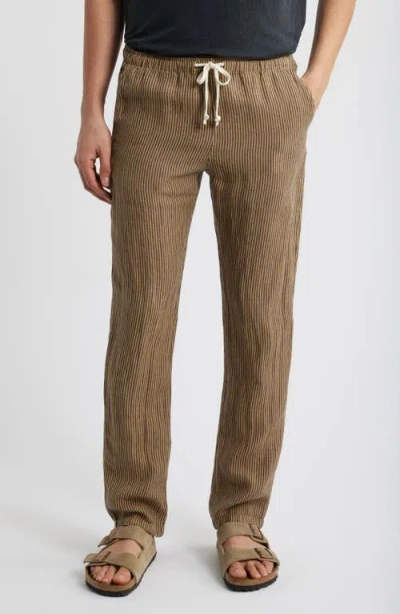 Alex Crane  Bo Linen Drawstring Pants In Brown
