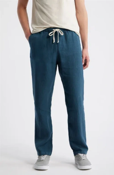 Alex Crane  Bo Linen Drawstring Pants In Blue