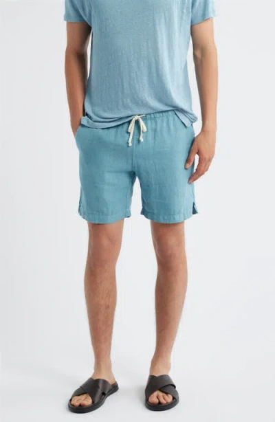 Alex Crane  Bo Linen Drawstring Shorts In Blue