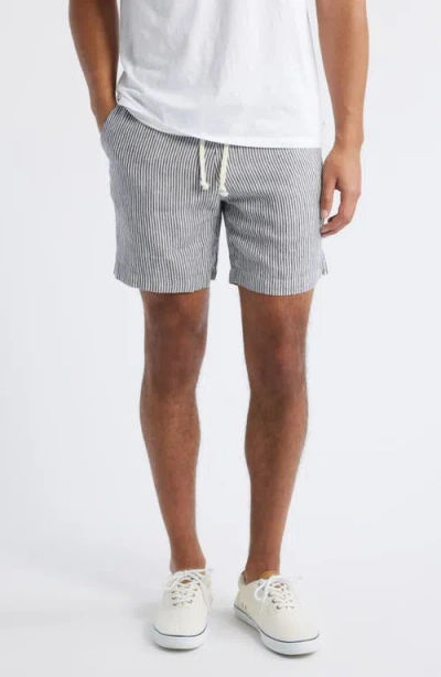 Alex Crane  Bo Linen Drawstring Shorts In Gray