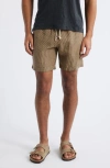 Alex Crane  Bo Linen Drawstring Shorts In Brown