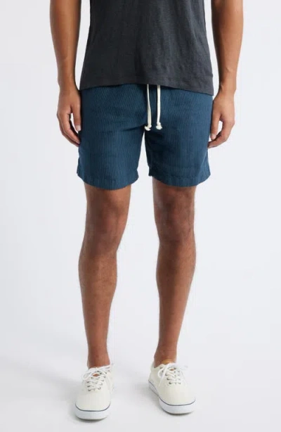 Alex Crane  Bo Linen Drawstring Shorts In Overdye Dusk