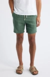 Alex Crane  Bo Linen Drawstring Shorts In Green