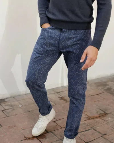 Alex Crane  Canvas Cham Pant In River Maps In Gray