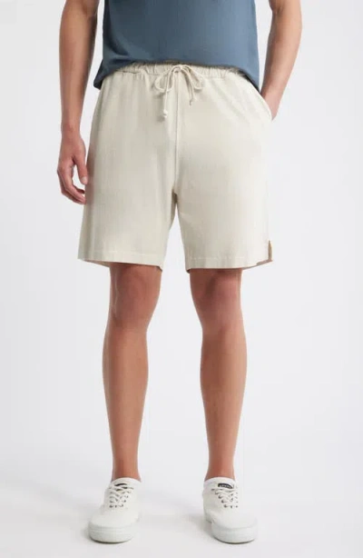 Alex Crane  Caza Featherweight Knit Organic Cotton Drawstring Shorts In Neutral