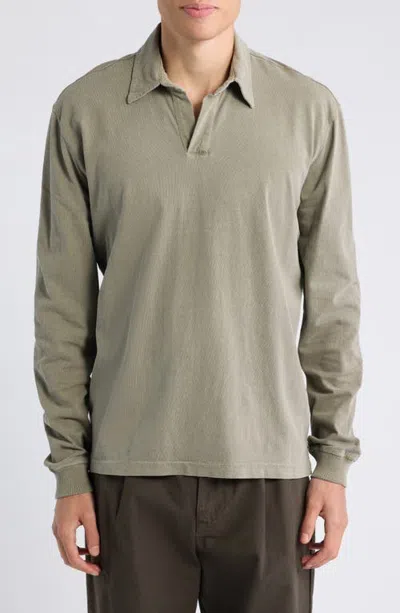 Alex Crane  Caza Long Sleeve Organic Cotton Polo In Kelp
