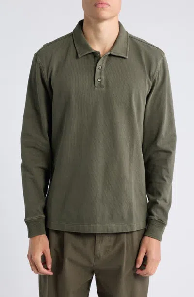 Alex Crane  Caza Long Sleeve Organic Cotton Polo In Green