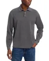 Alex Crane  Caza Rib Organic Cotton Long Sleeve Polo In Slate