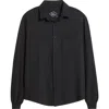Alex Crane  Caza Rib Organic Cotton Knit Button-up Shirt In Black