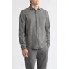 Alex Crane  Caza Rib Organic Cotton Knit Button-up Shirt In Gray