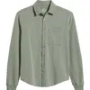 Alex Crane  Caza Rib Organic Cotton Knit Button-up Shirt In Jade