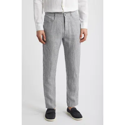 Alex Crane  Cham Linen Straight Leg Pants In Lines
