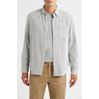 Alex Crane  Cloud Stripe Organic Cotton Flannel Button-up Shirt In Multi