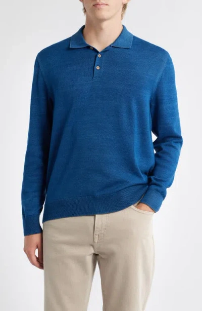 Alex Crane  Feather Organic Cotton Polo Sweater In Blue