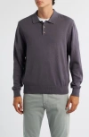 Alex Crane  Feather Organic Cotton Polo Sweater In Gray