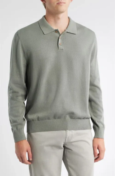 Alex Crane  Feather Organic Cotton Polo Sweater In Blue