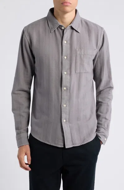 Alex Crane  Herringbone Organic Cotton Flannel Shirt In Gray
