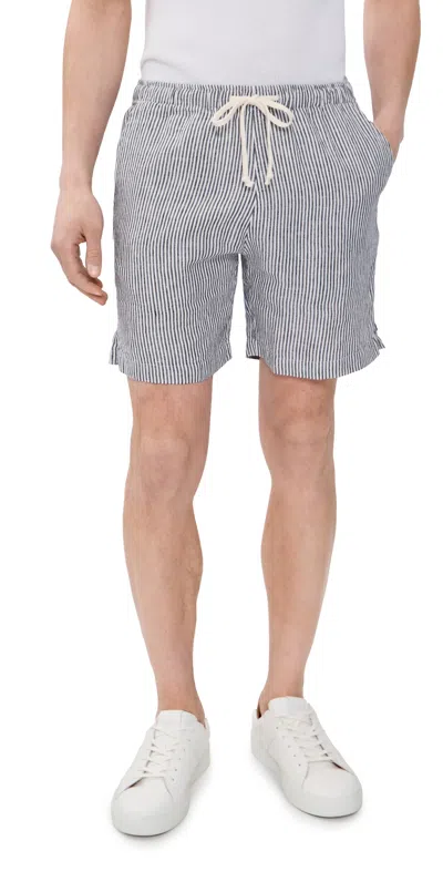 Alex Crane  Bo Linen Drawstring Shorts In Gray