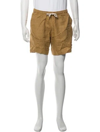 Pre-owned Alex Crane  Linen Jogger Shorts In Yellow