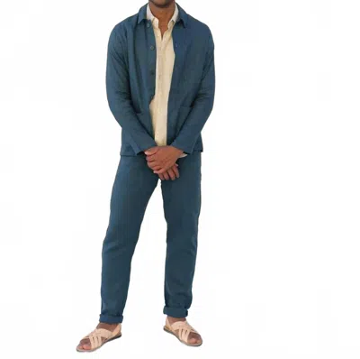 Alex Crane  Linen Kite Jacket In Dusk In Blue