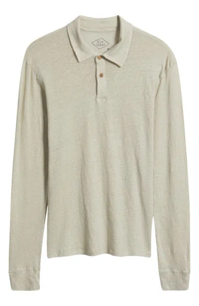 Alex Crane  Linen Long Sleeve Polo In Gray