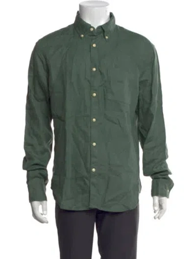 Pre-owned Alex Crane  Linen Long Sleeve Shirt W/ Tags In Green