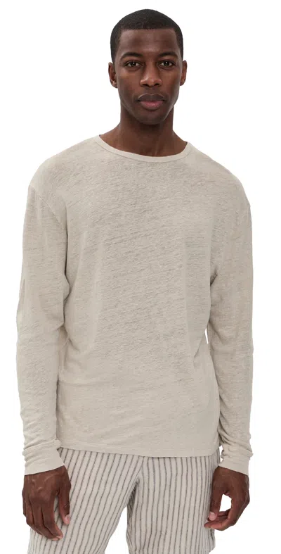 Alex Crane  Linen Long Sleeve Sun Tee Bone In Gray
