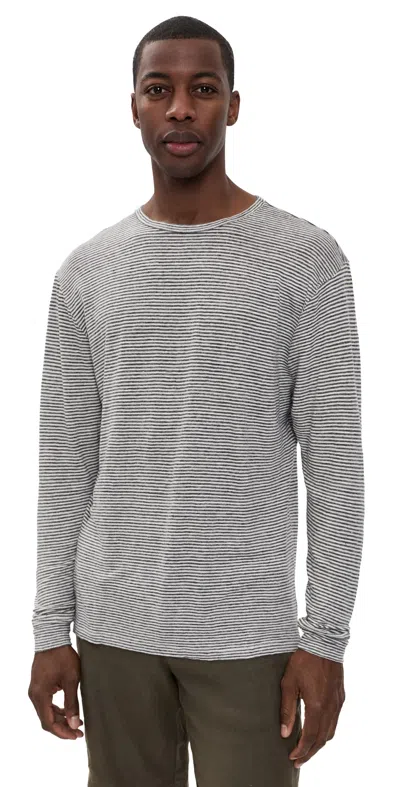 Alex Crane  Linen Long Sleeve Sun Tee Lines In Gray