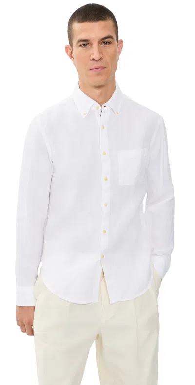 Alex Crane  Linen Playa Button Down Shirt Snow In White