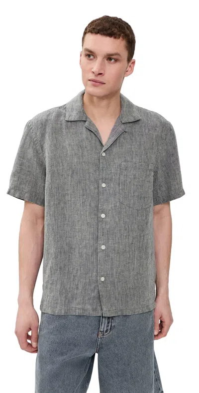 Alex Crane  Linen Playa Shirt Bone In Gray