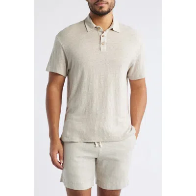 Alex Crane  Linen Polo In White