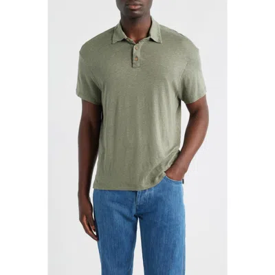 Alex Crane  Linen Polo In Green