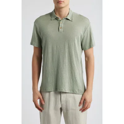 Alex Crane  Linen Polo In Green